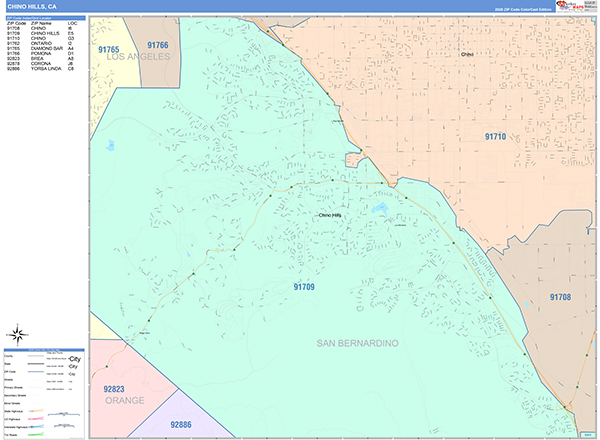 Chino Hills Map Color Cast Style